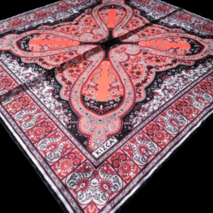Kızca Retro Desenli Vual İpek Fular 50x50 cm