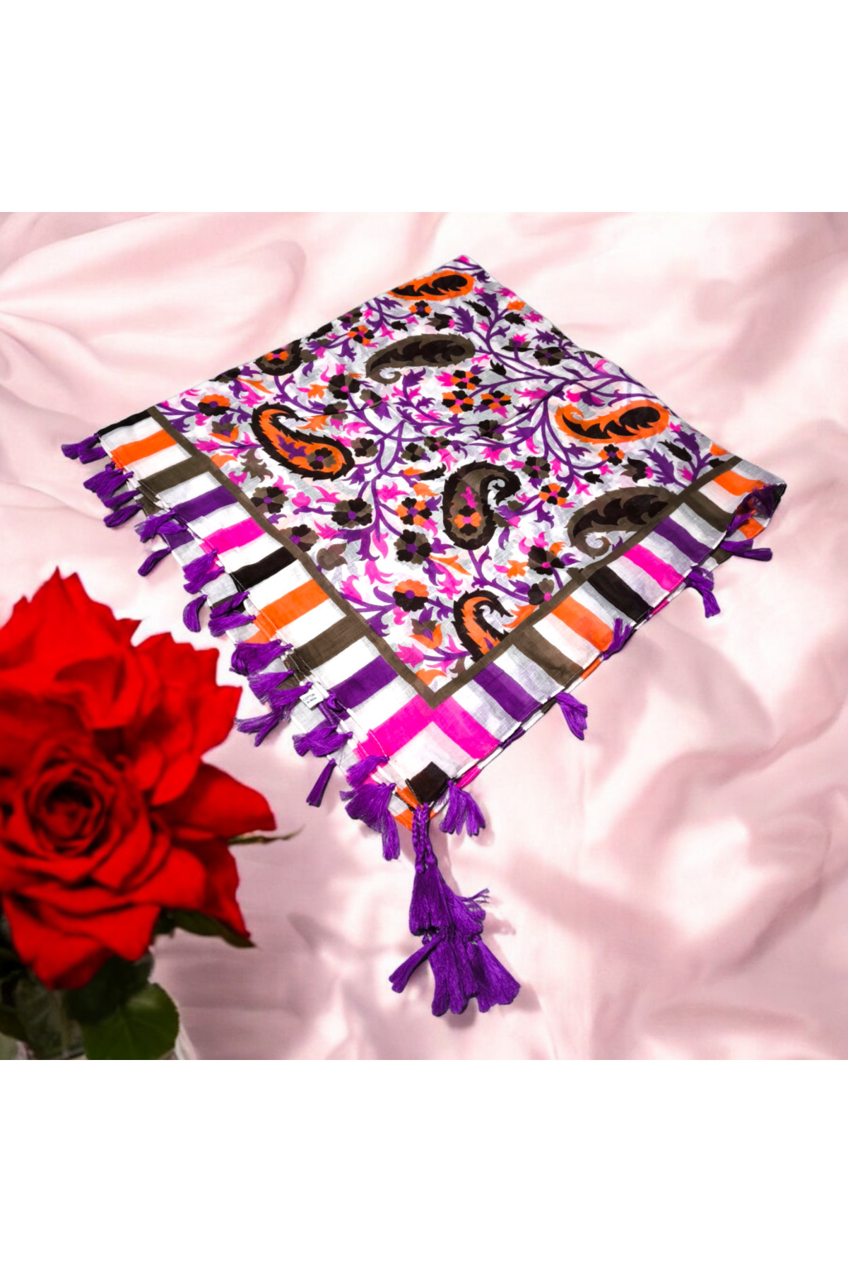 Hint İpek Eşarp Püsküllü - Görsel 3