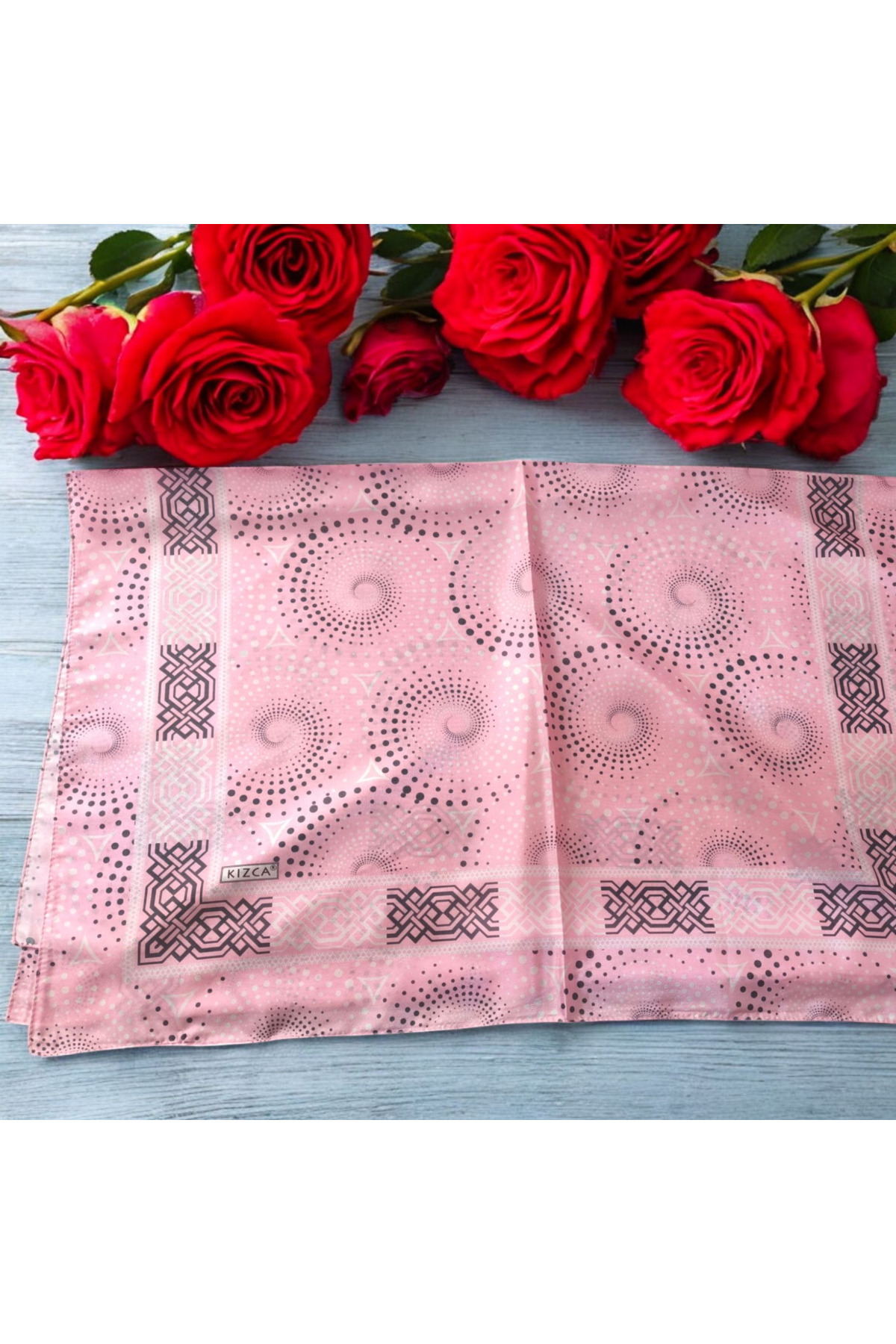 Vual İpek Şal Geometrik Puan Desenli - Görsel 2