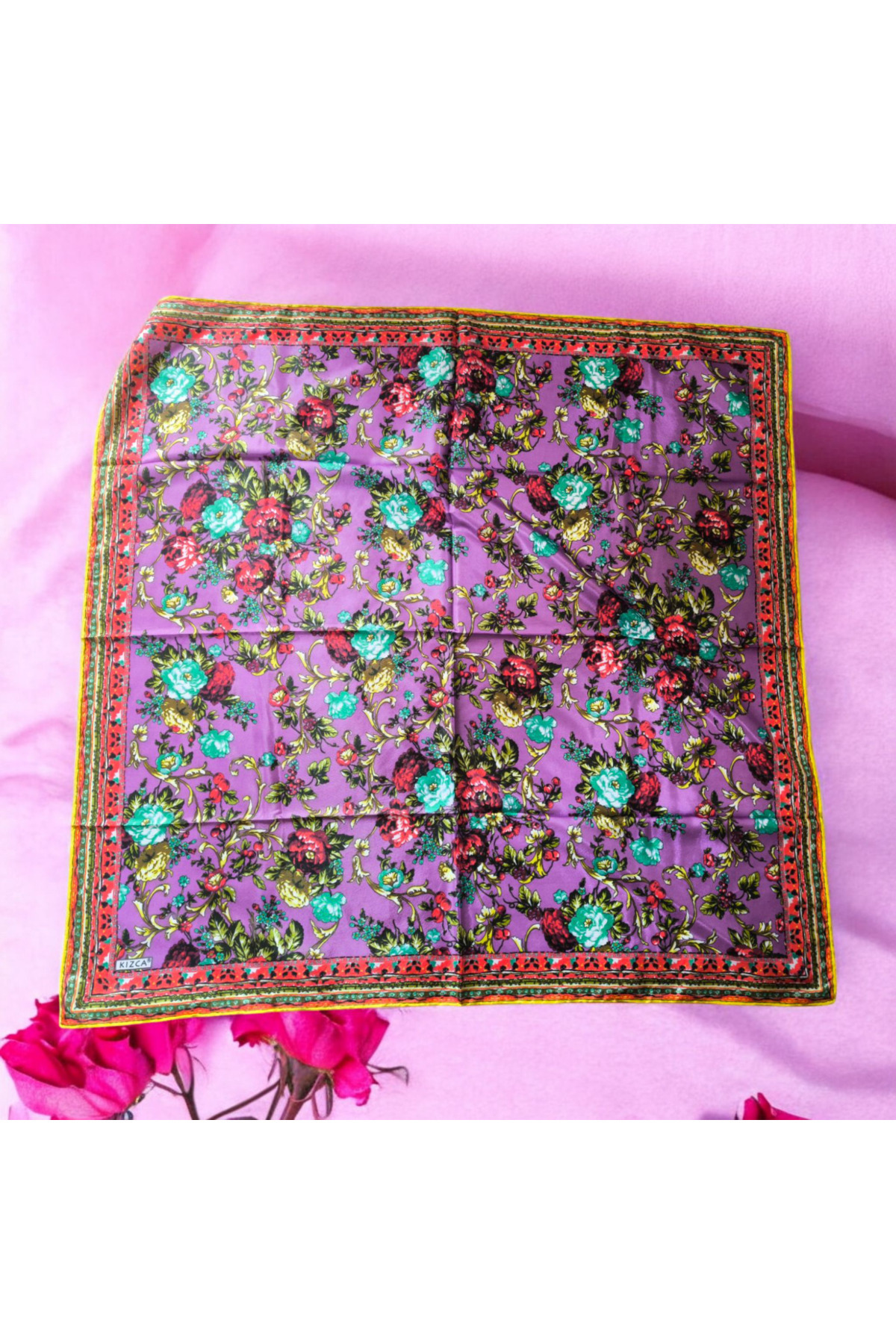 Vual İpek Eşarp Çiçekli - Görsel 2