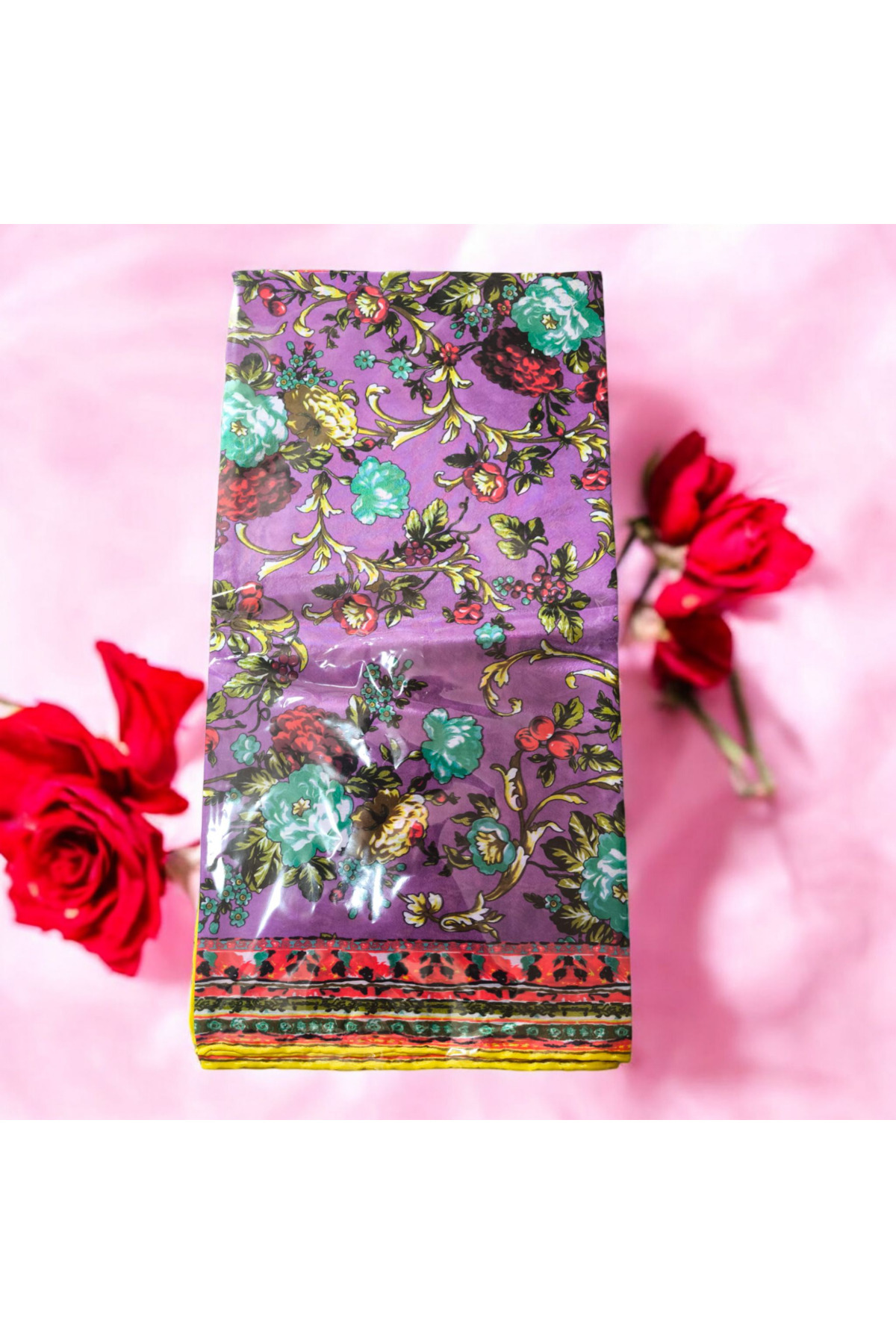 Vual İpek Eşarp Çiçekli - Görsel 3