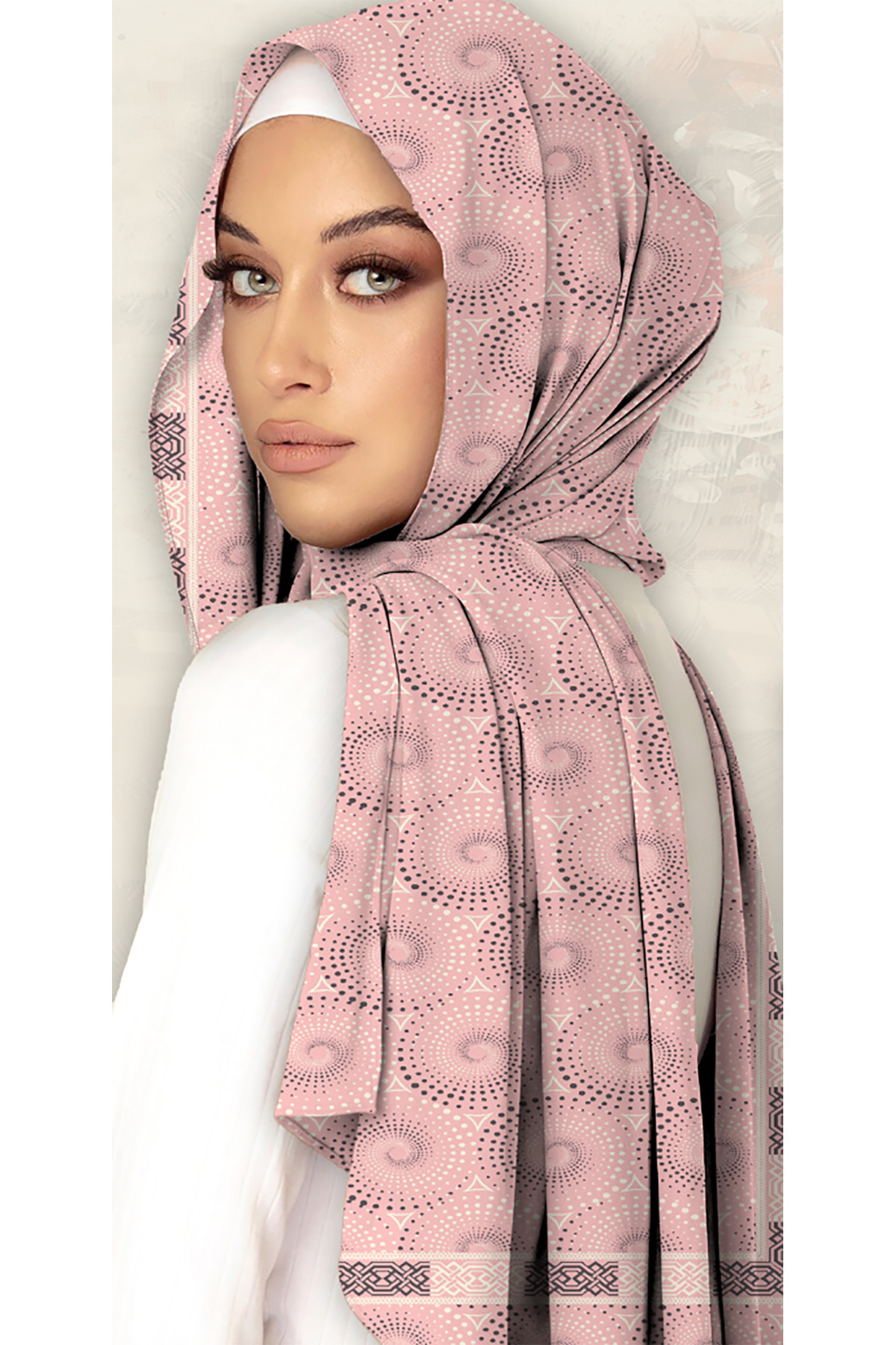 Vual İpek Şal Geometrik Puan Desenli - Görsel 5