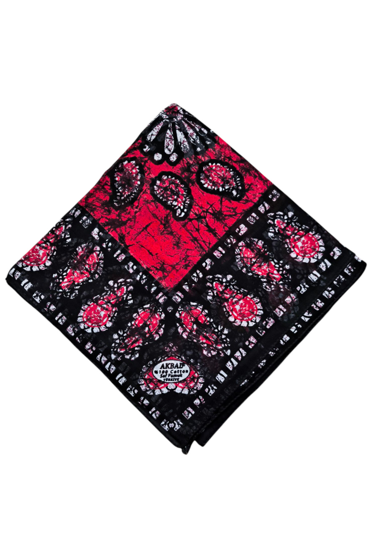 %100 Pamuk Yazma Kırmızı - Görsel 2