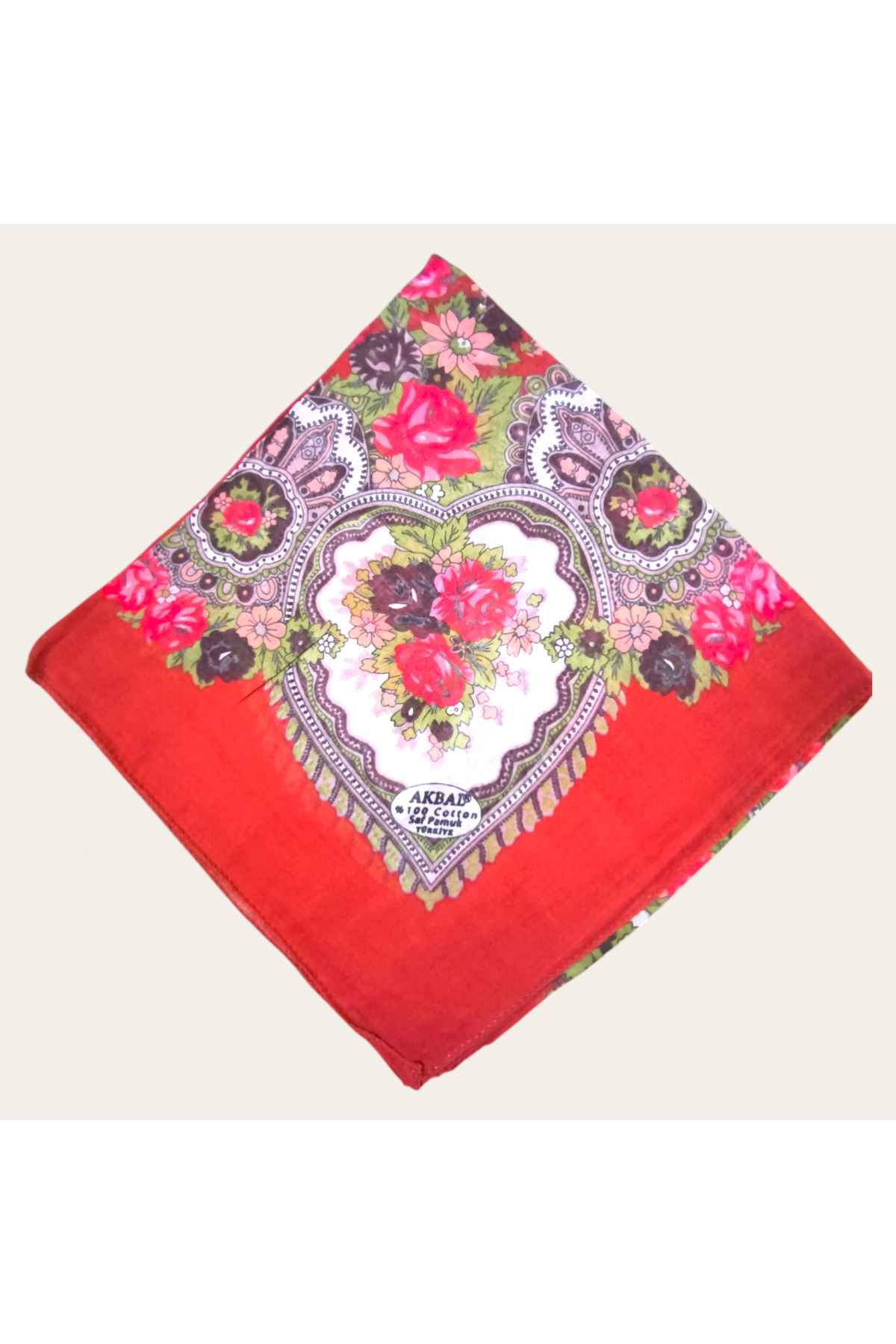 %100 Pamuk Kiremit Renkli Yazma