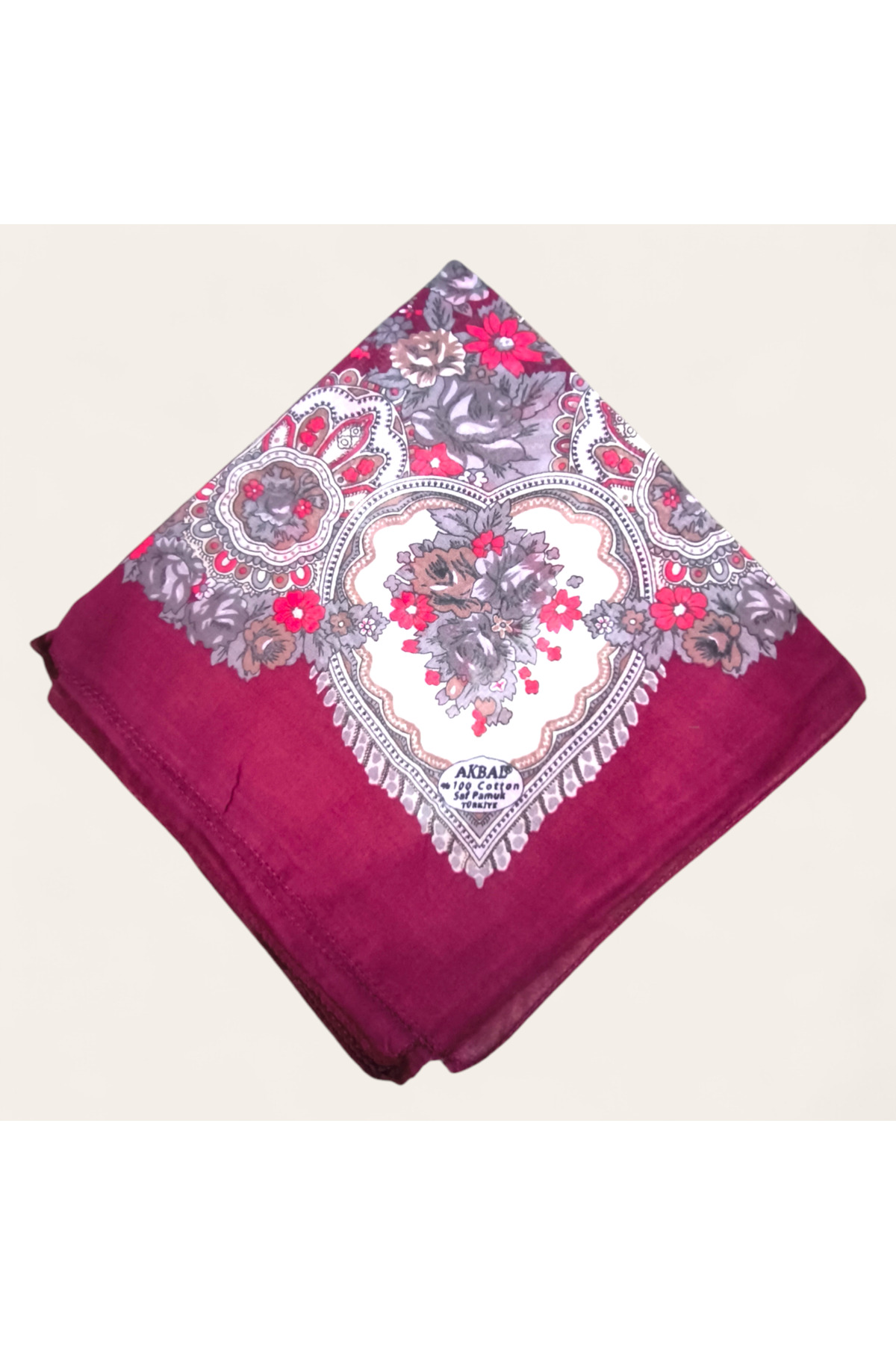 %100 Pamuk Bordo Otantik Yazma