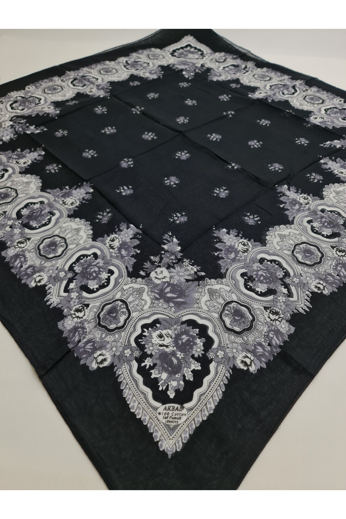 Siyah-Gri %100 Pamuk Yazma