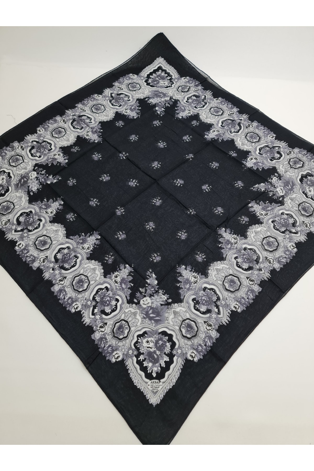 Siyah-Gri %100 Pamuk Yazma - Görsel 2