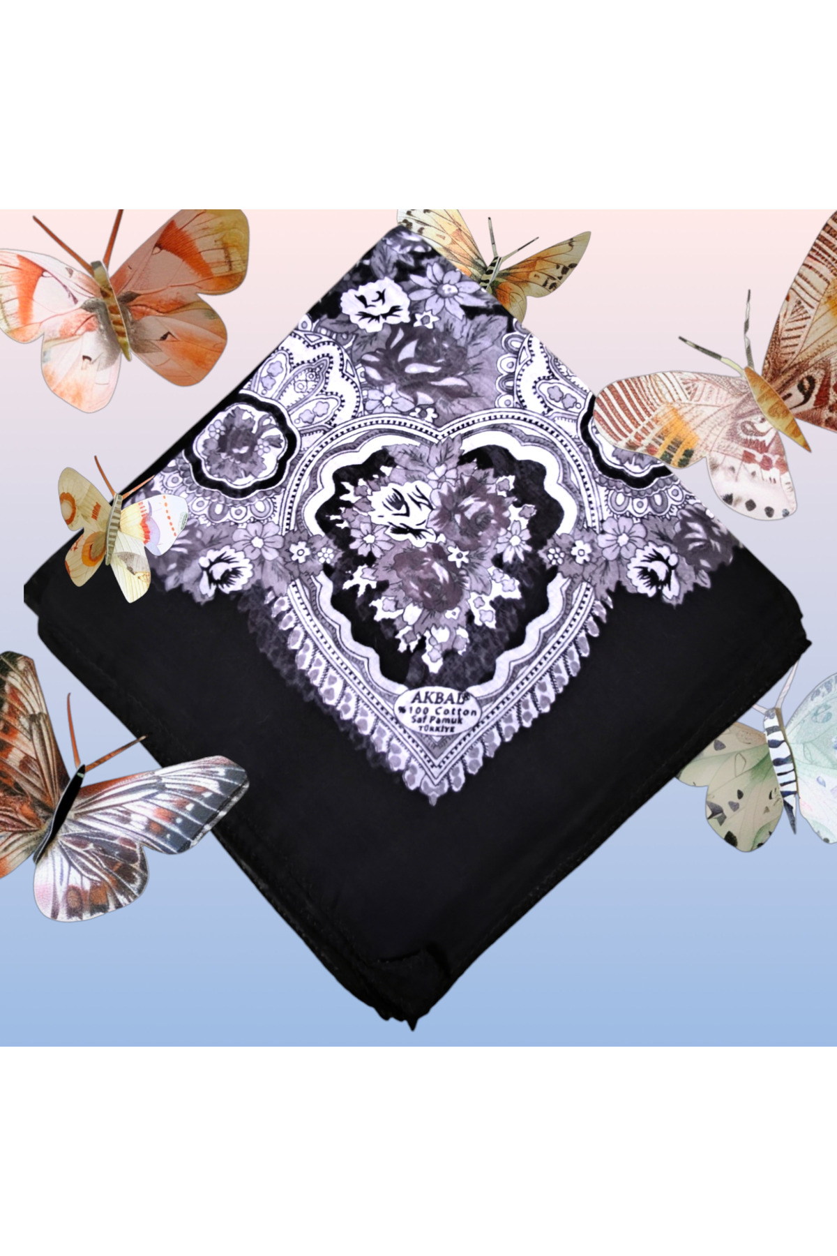 Siyah-Gri %100 Pamuk Yazma - Görsel 3