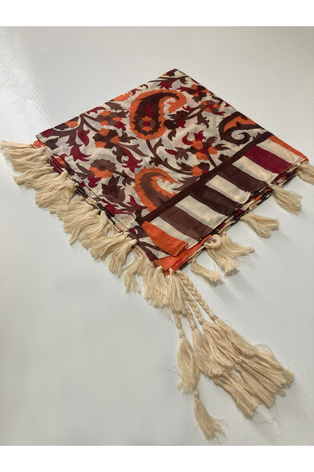 Hint İpek Eşarp Krem-Kahve