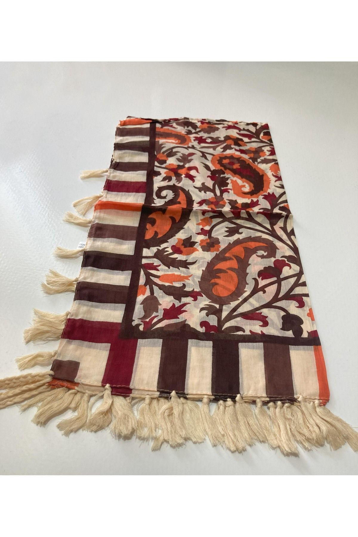 Hint İpek Eşarp Krem-Kahve - Görsel 2