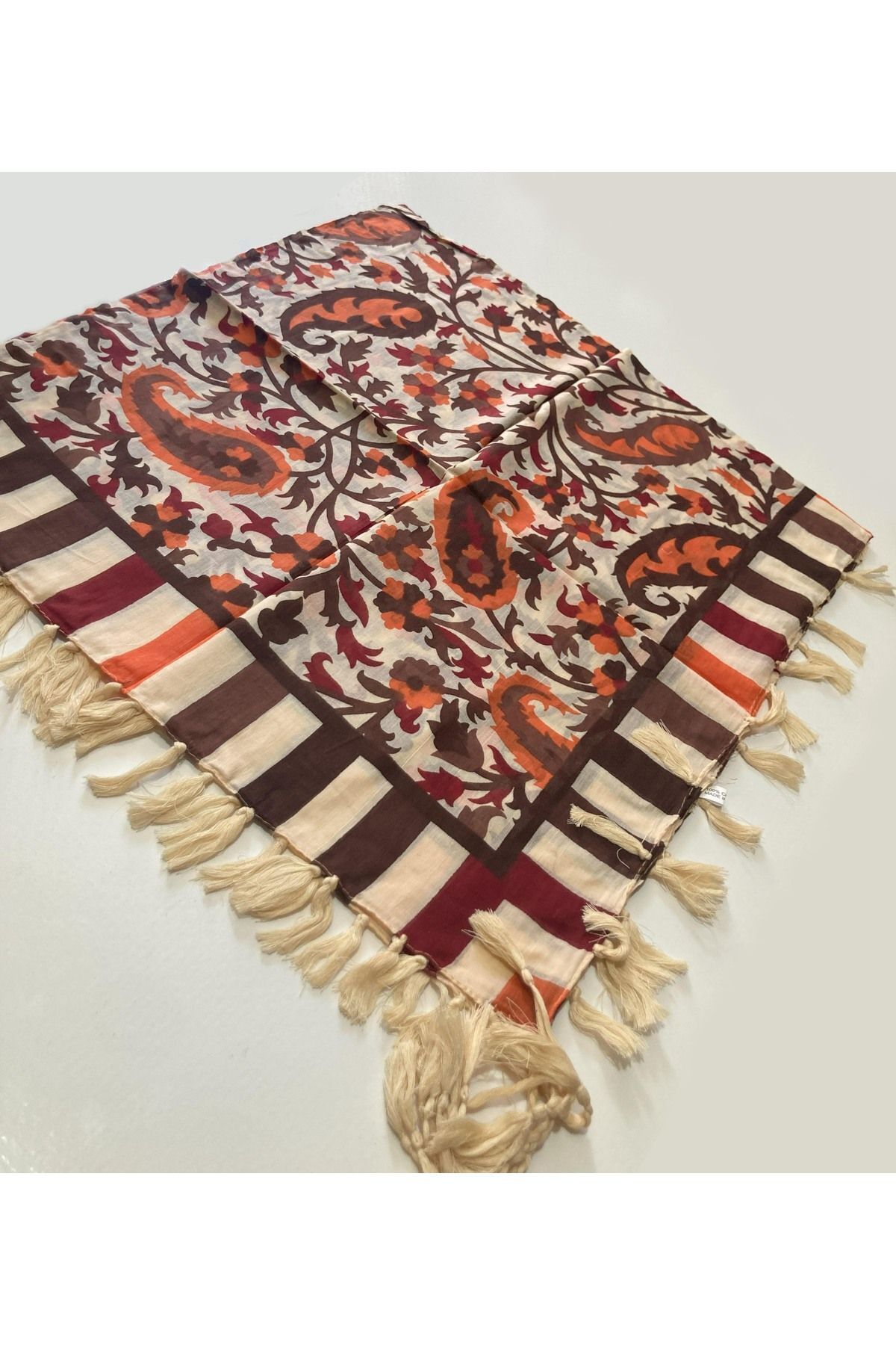 Hint İpek Eşarp Krem-Kahve - Görsel 4