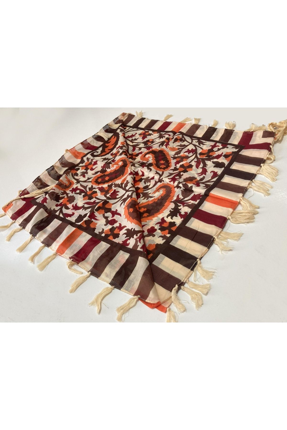 Hint İpek Eşarp Krem-Kahve - Görsel 5