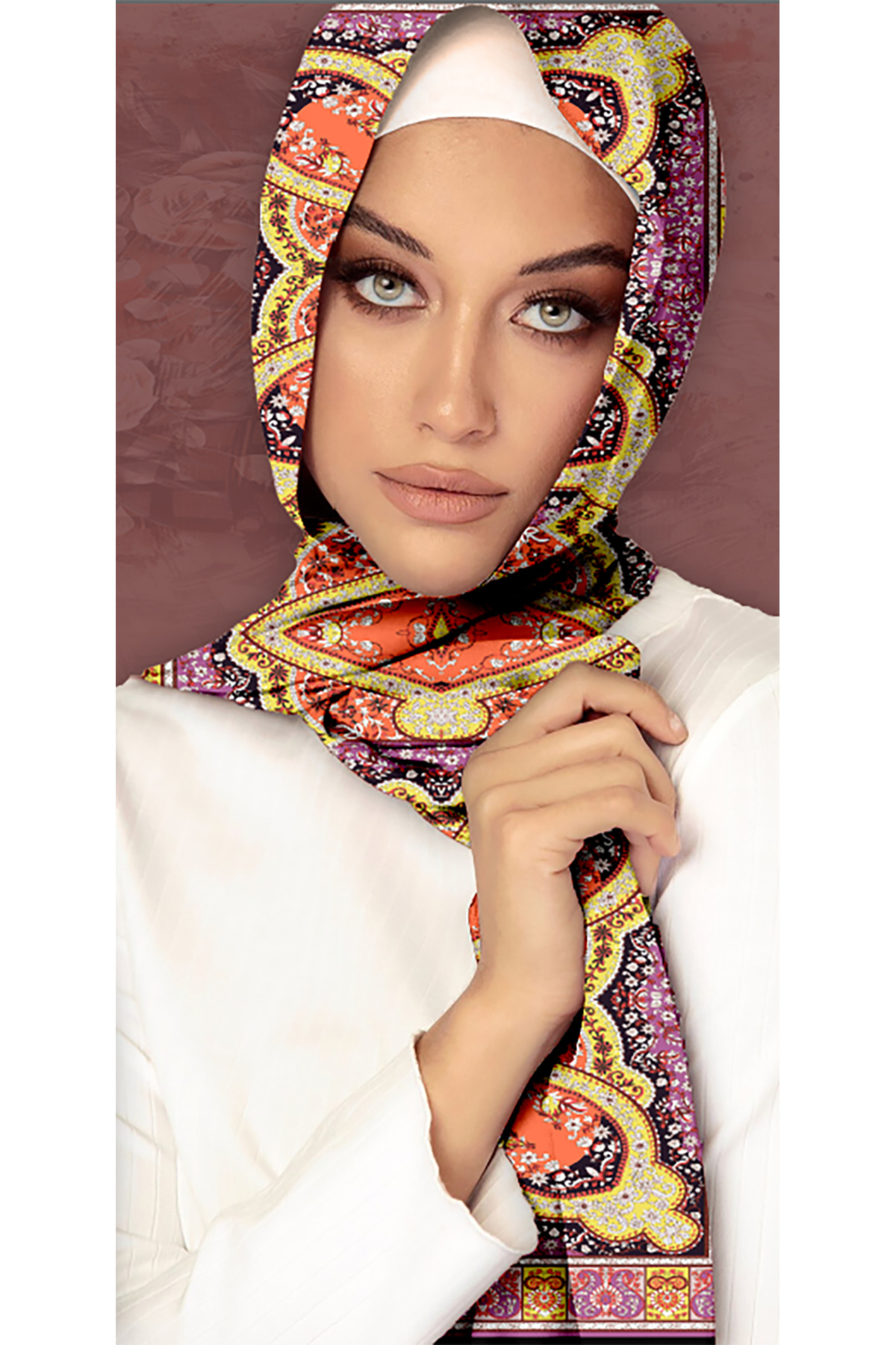 Vual İpek Şal Retro Desen - Görsel 3