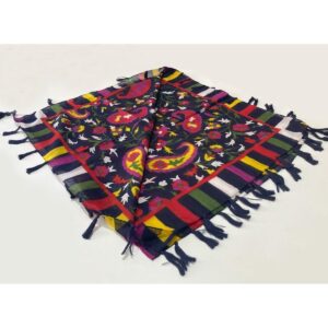 Hint İpek Eşarp Püsküllü Lacivert