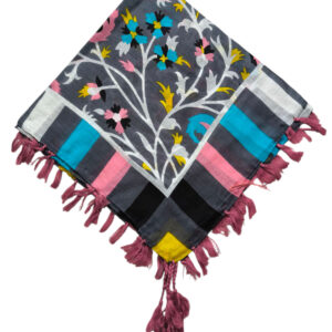 Hint İpek eşarp siyah pembe 110 luk